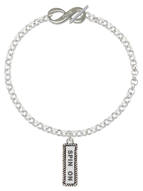 Silver Plated Spin On - Custom Engraved Infinity Toggle Bracelet: Personalized Jewelry Gift - Names, Initials, Dates, Bible Verses
