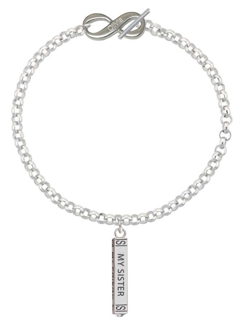 Always My Sister Bar - Custom Engraved Infinity Toggle Bracelet: Personalized Jewelry Gift - Names, Initials, Dates, Bible Verses