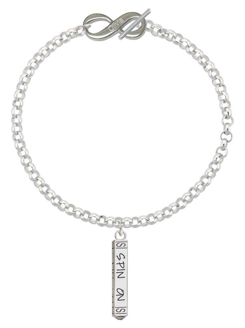 Silver Plated Spin On Bar - Custom Engraved Infinity Toggle Bracelet: Personalized Jewelry Gift - Names, Initials, Dates, Bible Verses