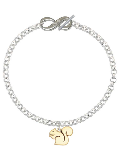 Gold-tone Squirrel - Custom Engraved Infinity Toggle Bracelet: Personalized Jewelry Gift - Names, Initials, Dates, Bible Verses