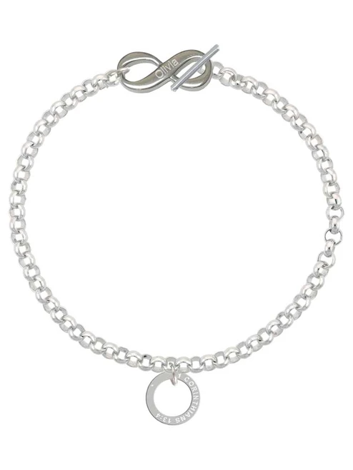 Silver Plated Corinthians 13:4 Eternity Ring - Custom Engraved Infinity Toggle Bracelet: Personalized Jewelry Gift - Names, Initials, Dates, Bible Verses