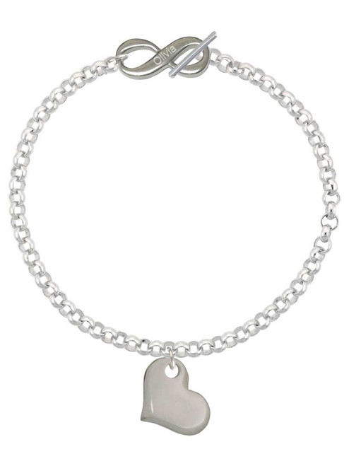 Stainless Steel Heart - Custom Engraved Infinity Toggle Bracelet: Personalized Jewelry Gift - Names, Initials, Dates, Bible Verses