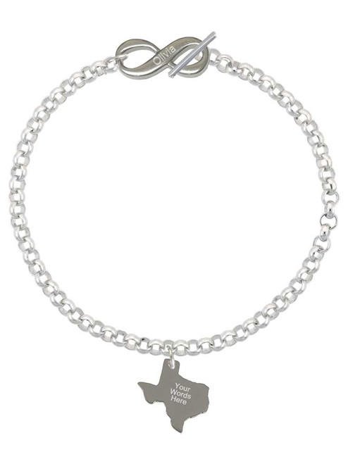 Stainless Steel Custom Engraved Texas - Custom Engraved Infinity Toggle Bracelet: Personalized Jewelry Gift - Names, Initials, Dates, Bible Verses