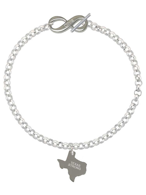 Stainless Steel Texas Strong - Custom Engraved Infinity Toggle Bracelet: Personalized Jewelry Gift - Names, Initials, Dates, Bible Verses