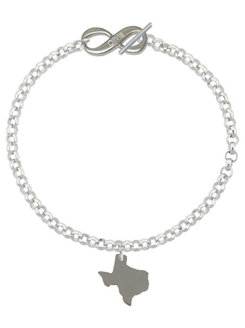 Stainless Steel Texas Shape - Custom Engraved Infinity Toggle Bracelet: Personalized Jewelry Gift - Names, Initials, Dates, Bible Verses