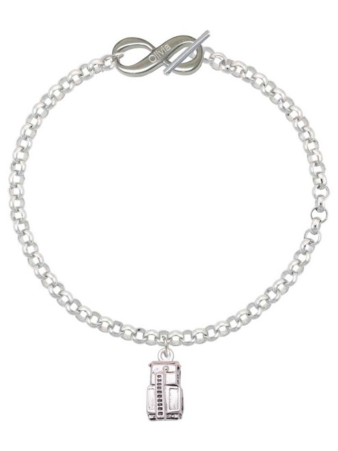 Silver Plated 3-D Fire Engine - Custom Engraved Infinity Toggle Bracelet: Personalized Jewelry Gift - Names, Initials, Dates, Bible Verses