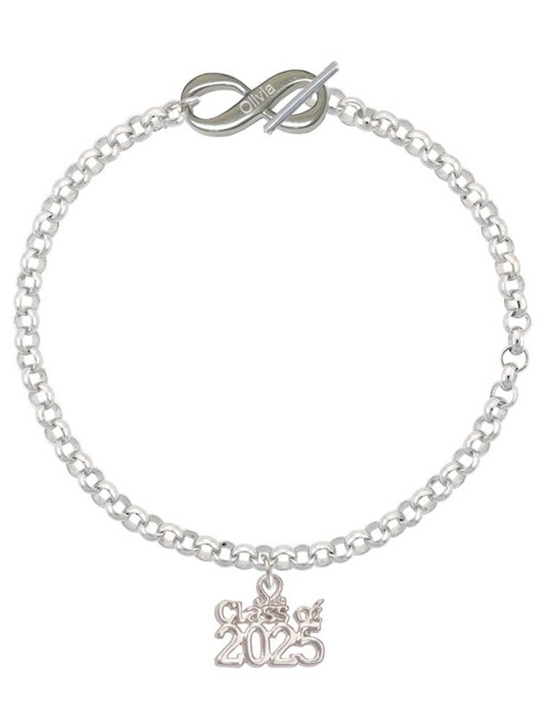 Silver Plated Class of 2025 - Custom Engraved Infinity Toggle Bracelet: Personalized Jewelry Gift - Names, Initials, Dates, Bible Verses
