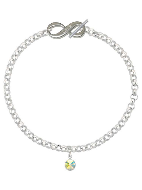 Crystal Clear AB Channel Drop - Custom Engraved Infinity Toggle Bracelet: Personalized Jewelry Gift - Names, Initials, Dates, Bible Verses