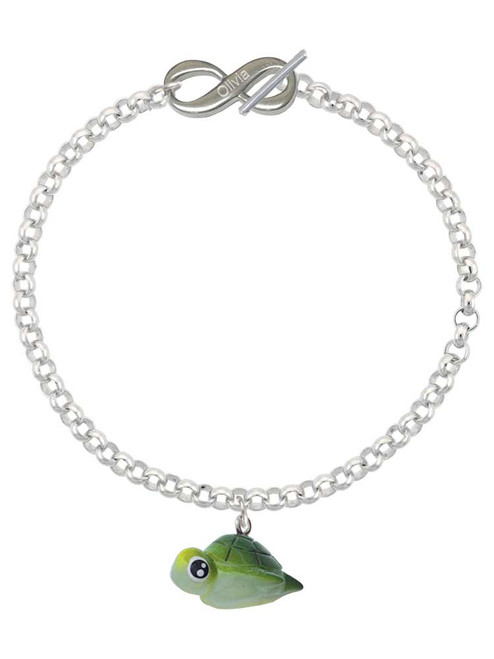 Resin Sea Turtle - Custom Engraved Infinity Toggle Bracelet: Personalized Jewelry Gift - Names, Initials, Dates, Bible Verses