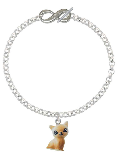 Resin Siamese Cat - Custom Engraved Infinity Toggle Bracelet: Personalized Jewelry Gift - Names, Initials, Dates, Bible Verses