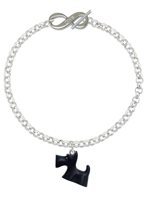 Resin Black Scottie Dog - Custom Engraved Infinity Toggle Bracelet: Personalized Jewelry Gift - Names, Initials, Dates, Bible Verses