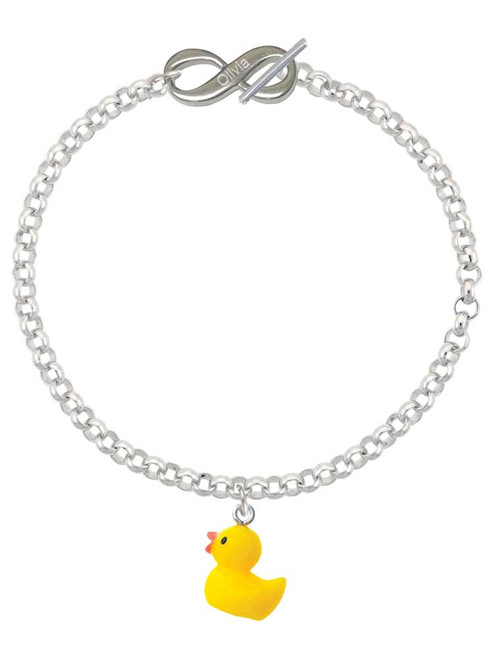 Resin Yellow Ducky - Custom Engraved Infinity Toggle Bracelet: Personalized Jewelry Gift - Names, Initials, Dates, Bible Verses