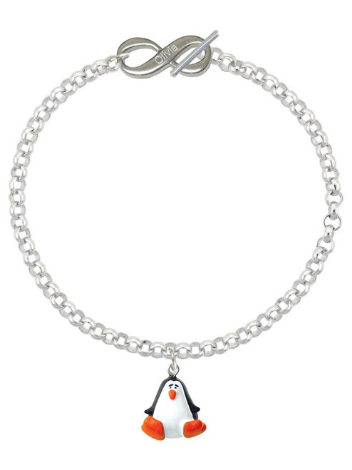 Resin Penguin - Custom Engraved Infinity Toggle Bracelet: Personalized Jewelry Gift - Names, Initials, Dates, Bible Verses