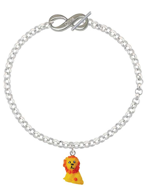 Resin Yellow Lion - Custom Engraved Infinity Toggle Bracelet: Personalized Jewelry Gift - Names, Initials, Dates, Bible Verses