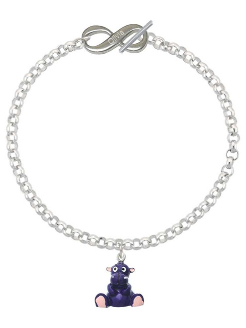 Resin Purple Hippopotamus Honey - Custom Engraved Infinity Toggle Bracelet: Personalized Jewelry Gift - Names, Initials, Dates, Bible Verses