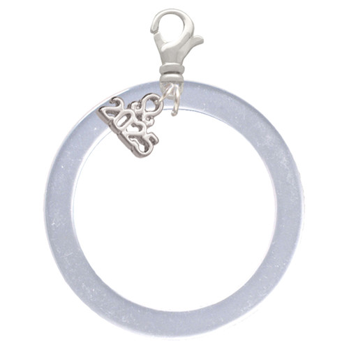 Acrylic 1 1/2" Ring Shimmer White - Silver Plated Clip on Charm with Mini Year 2025: Year to Remember Jewelry Gift - Celebrations