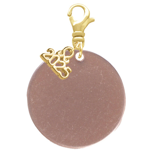 Acrylic 1 1/8" Disc Rose Gold-tone - Gold-tone Plated Clip on Charm with Mini Year 2025: Year to Remember Jewelry Gift - Celebrations