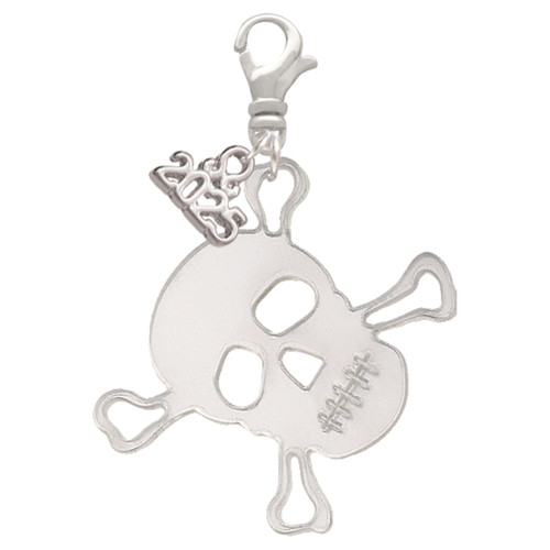 Acrylic Large Mirror Skull - Silver Plated Clip on Charm with Mini Year 2025: Year to Remember Jewelry Gift - Celebrations