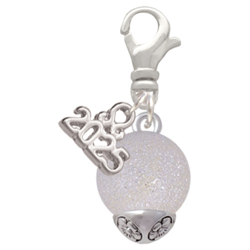 12mm Stardust Round Silver Plated Spinner - Silver Plated Clip on Charm with Mini Year 2025: Year to Remember Jewelry Gift - Celebrations