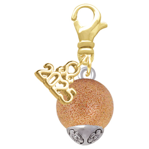 12mm Stardust Round Rose Gold-tone Spinner - Gold-tone Plated Clip on Charm with Mini Year 2025: Year to Remember Jewelry Gift - Celebrations