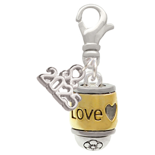 Two-tone Love Forever Spinner - Silver Plated Clip on Charm with Mini Year 2025: Year to Remember Jewelry Gift - Celebrations