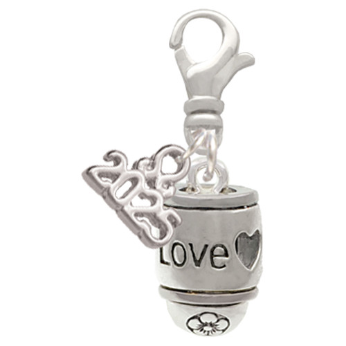 Silver Plated Love Forever Spinner - Silver Plated Clip on Charm with Mini Year 2025: Year to Remember Jewelry Gift - Celebrations