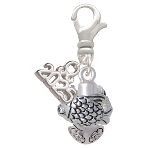 Silver Plated Tropical Fishes Spinner - Silver Plated Clip on Charm with Mini Year 2025: Year to Remember Jewelry Gift - Celebrations