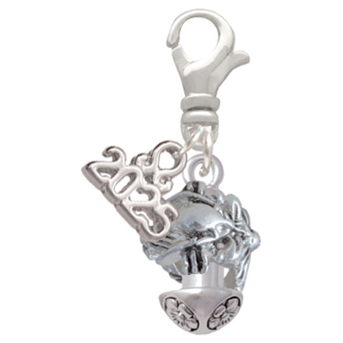 Silver Plated Mermaid & Lobster Spinner - Silver Plated Clip on Charm with Mini Year 2025: Year to Remember Jewelry Gift - Celebrations