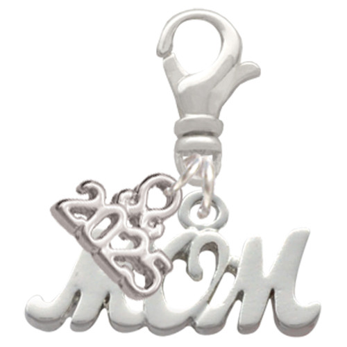 Silver Plated Mom - Silver Plated Clip on Charm with Mini Year 2025: Year to Remember Jewelry Gift - Celebrations