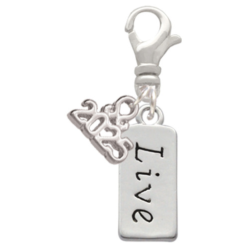 Silver Plated Live - Silver Plated Clip on Charm with Mini Year 2025: Year to Remember Jewelry Gift - Celebrations