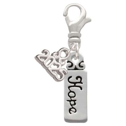 Silver Plated Hope - Silver Plated Clip on Charm with Mini Year 2025: Year to Remember Jewelry Gift - Celebrations