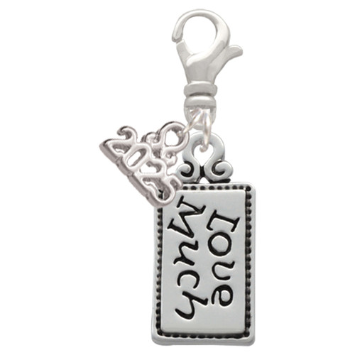 Silver Plated Love Much - Silver Plated Clip on Charm with Mini Year 2025: Year to Remember Jewelry Gift - Celebrations