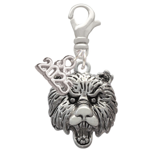 Silver Plated Large Bear - Mascot - Silver Plated Clip on Charm with Mini Year 2025: Year to Remember Jewelry Gift - Celebrations