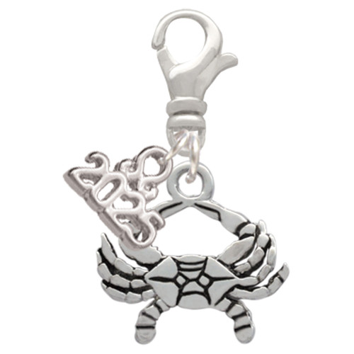 Silver Plated Crab - Silver Plated Clip on Charm with Mini Year 2025: Year to Remember Jewelry Gift - Celebrations
