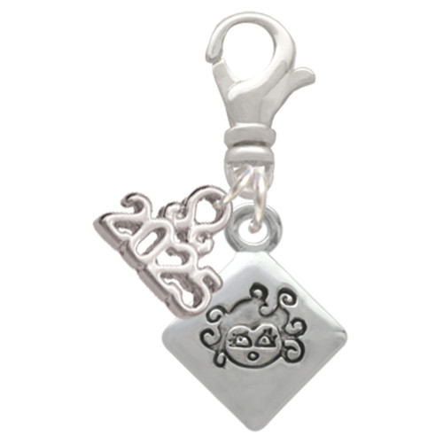 Silver Plated 2-D ''Bad Hair Day'' with Girl - Silver Plated Clip on Charm with Mini Year 2025: Year to Remember Jewelry Gift - Celebrations