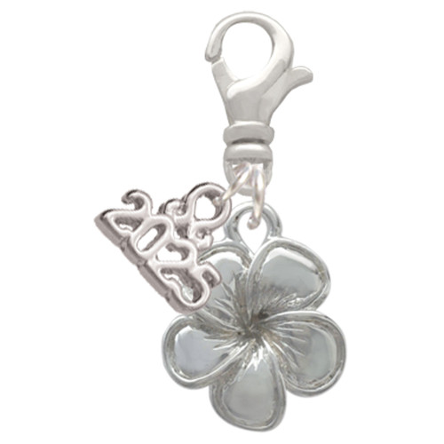 Silver Plated Flower - Silver Plated Clip on Charm with Mini Year 2025: Year to Remember Jewelry Gift - Celebrations