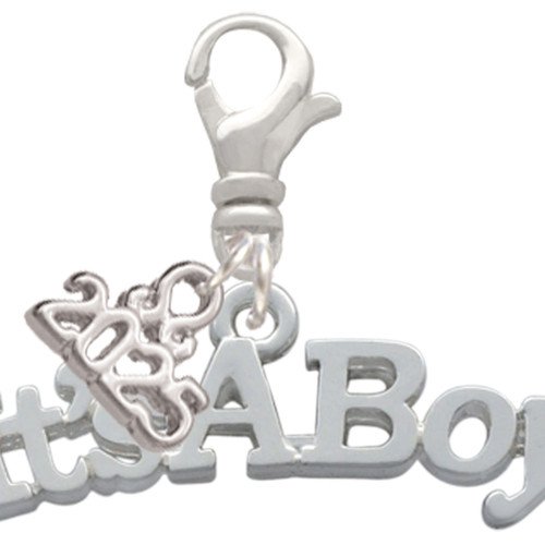 Silver Plated Large ''It's a Boy'' - Silver Plated Clip on Charm with Mini Year 2025: Year to Remember Jewelry Gift - Celebrations