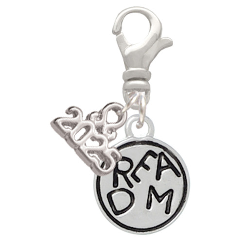 Silver Plated Dream in Circle - Silver Plated Clip on Charm with Mini Year 2025: Year to Remember Jewelry Gift - Celebrations
