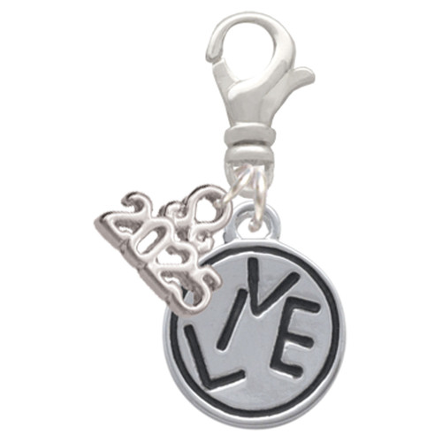 Silver Plated Live in Circle - Silver Plated Clip on Charm with Mini Year 2025: Year to Remember Jewelry Gift - Celebrations