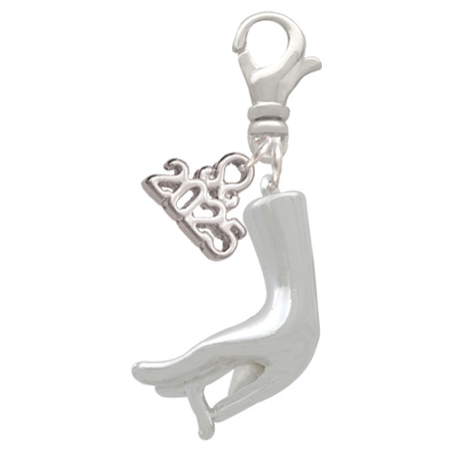 Buddha Hand (Charity & Compassion) - Silver Plated Clip on Charm with Mini Year 2025: Year to Remember Jewelry Gift - Celebrations