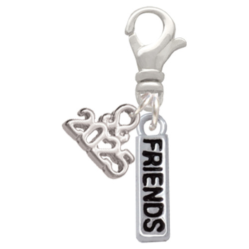 Silver Plated Friends - Silver Plated Clip on Charm with Mini Year 2025: Year to Remember Jewelry Gift - Celebrations
