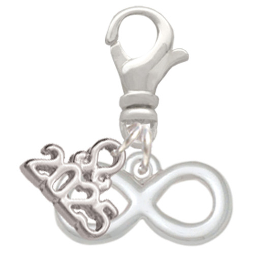 Silver Plated Medium Infinity Sign - Silver Plated Clip on Charm with Mini Year 2025: Year to Remember Jewelry Gift - Celebrations