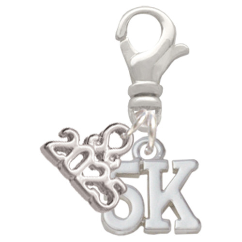 Silver Plated 5K - Silver Plated Clip on Charm with Mini Year 2025: Year to Remember Jewelry Gift - Celebrations