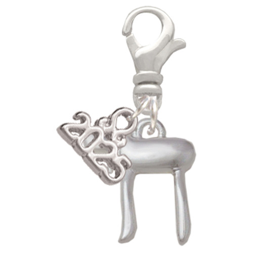 Silver Plated Chai - Silver Plated Clip on Charm with Mini Year 2025: Year to Remember Jewelry Gift - Celebrations