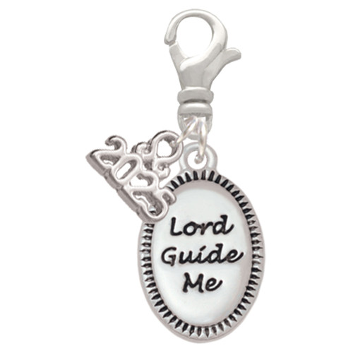 Silver Plated Lord Guide Me - Silver Plated Clip on Charm with Mini Year 2025: Year to Remember Jewelry Gift - Celebrations