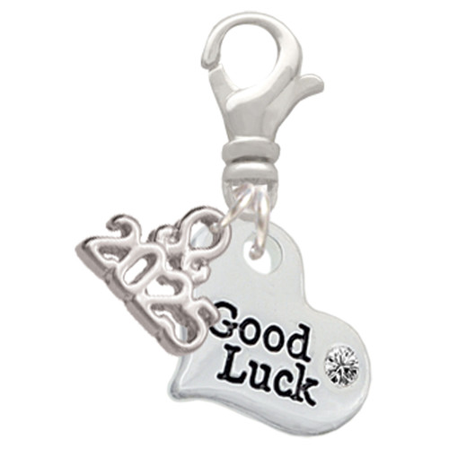 Silver Plated Small Good Luck Heart - Silver Plated Clip on Charm with Mini Year 2025: Year to Remember Jewelry Gift - Celebrations