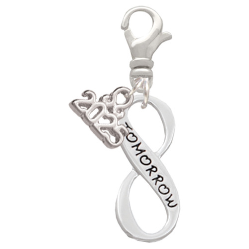 Today Tomorrow Infinity Sign - Silver Plated Clip on Charm with Mini Year 2025: Year to Remember Jewelry Gift - Celebrations