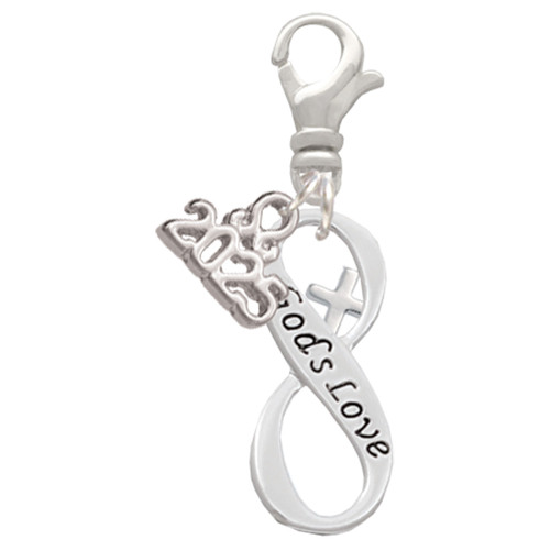 God's Love Infinity Sign - Silver Plated Clip on Charm with Mini Year 2025: Year to Remember Jewelry Gift - Celebrations