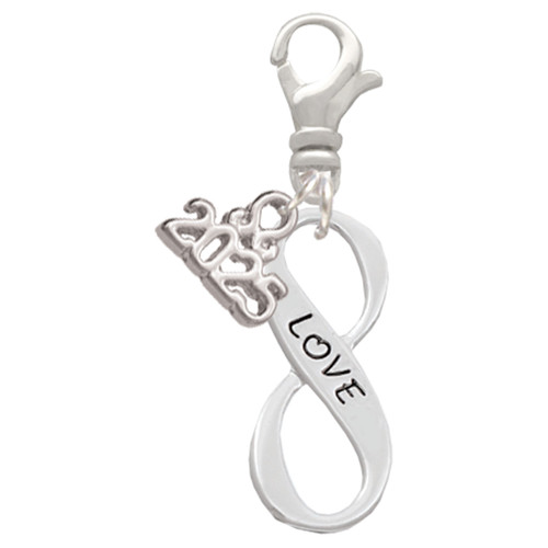 Love Infinity Sign - Silver Plated Clip on Charm with Mini Year 2025: Year to Remember Jewelry Gift - Celebrations