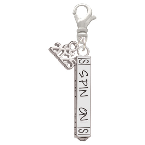 Silver Plated Spin On Bar - Silver Plated Clip on Charm with Mini Year 2025: Year to Remember Jewelry Gift - Celebrations